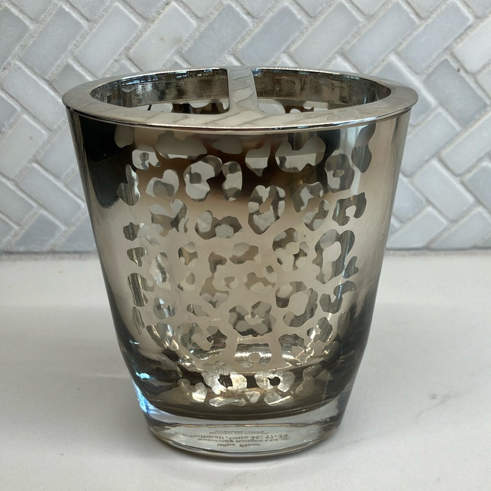 Silver Leopard Print Toothbrush Holder